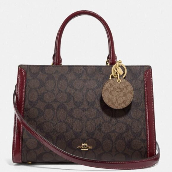 NEW Coach Timeless Chic Mirror Bag Charm Key Chain Pink Brown - Picture 8 of 9